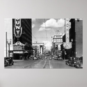 Portland, OF Uitzicht van Broadway zien Noord Poster