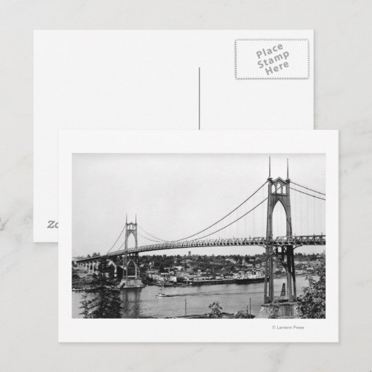 Portland, OF Uitzicht van St. John Bridge over Briefkaart (Voorkant / Achterkant)
