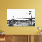 Portland, OF Uitzicht van St. John Bridge over Canvas Afdruk (Insitu (Woonkamer))