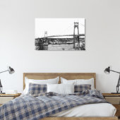 Portland, OF Uitzicht van St. John Bridge over Canvas Afdruk (Insitu (Slaapkamer))
