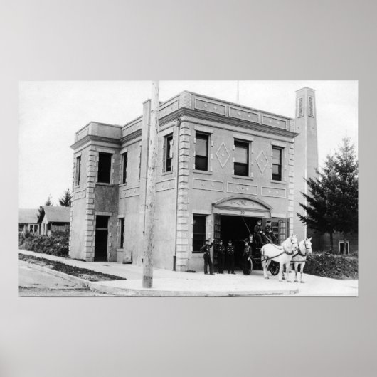 Portland, OR Fire Station #30 Horse Cart Poster (Voorkant)