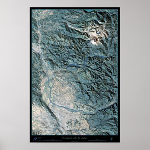 Portland, OR & Mt. St. Helens satelliet poster
