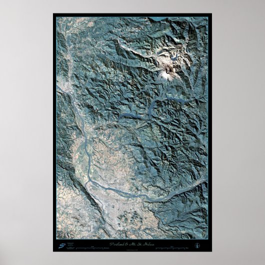 Portland, OR & Mt. St. Helens satelliet poster (Voorkant)