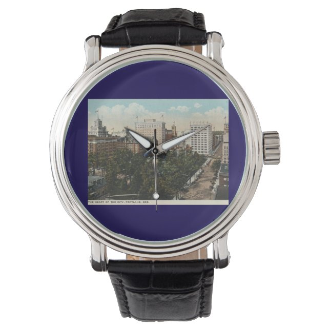 Portland OR, Panorama Downtown 1920  stijl Horloge (Voorkant)