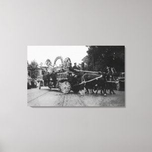 Portland, OR Roos Festival Parade Paarden Canvas Afdruk