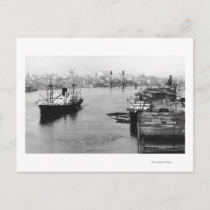 Portland, OR Uitzicht Lumber Wharf en Ocean Liner Briefkaart