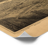 Portland Oregon 1879 Antiek Panoramische Kaart Poster (Hoek)