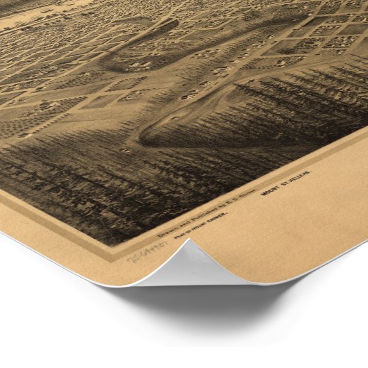 Portland Oregon 1879 Antiek Panoramische Kaart Poster (Hoek)