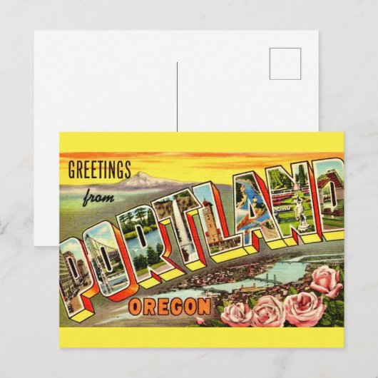 Portland Oregon Antieke Groet Briefkaart (Voorkant / Achterkant)