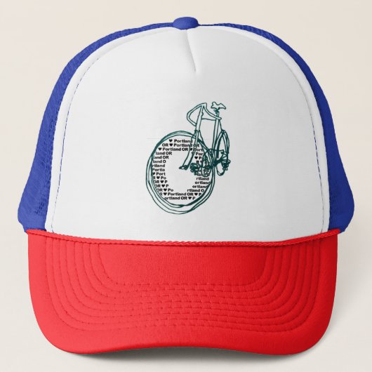 Portland Oregon Bicycle Red White Blue Trucker Hat Pet (Voorkant)