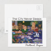 Portland Oregon bij nacht Briefkaart (Voorkant / Achterkant)
