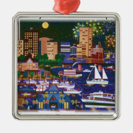 Portland Oregon bij nacht Metalen Ornament
