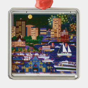 Portland Oregon bij nacht Metalen Ornament