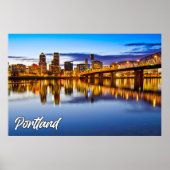 Portland, Oregon, bij zonsondergang Poster (Voorkant)