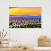 Portland, Oregon, bij zonsondergang Poster (Keuken)