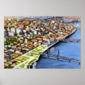 Portland Oregon Bridseye Poster (Voorkant)
