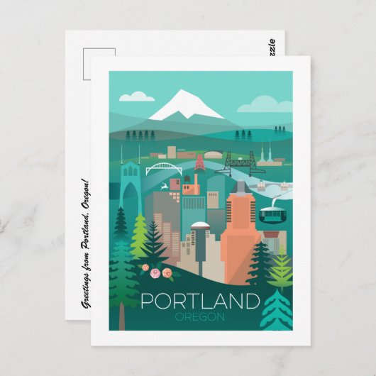 Portland, Oregon Briefkaart (Voorkant / Achterkant)