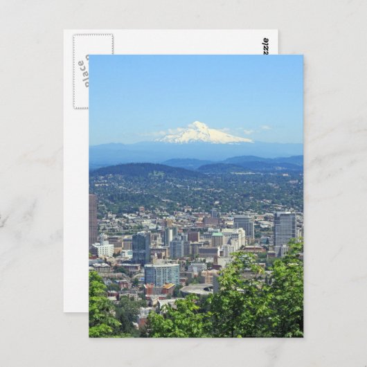 Portland, Oregon City en Mountain Uitzicht Briefkaart (Voorkant / Achterkant)