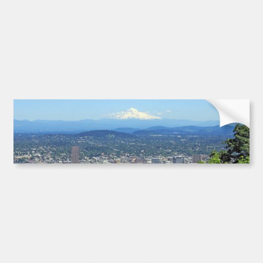 Portland, Oregon City en Mountain Uitzicht Bumpersticker (Voorkant)