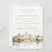 Portland Oregon City Scape Waterverf Verjaardag Kaart (Voorkant)