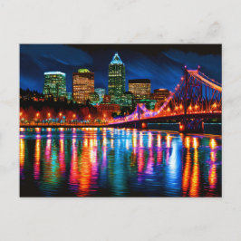 Portland Oregon City skyline schilderij Briefkaart