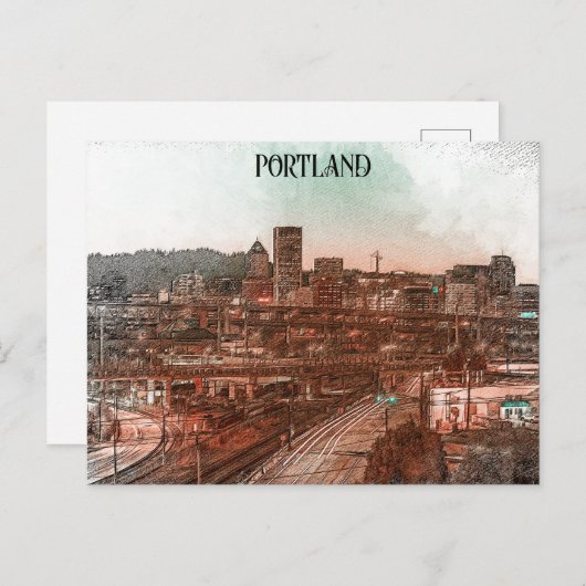 Portland Oregon Cityscape Reizen Briefkaart (Voorkant / Achterkant)