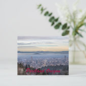Portland Oregon Downtown Foggy Cityscape Skyline Briefkaart (Staand voorkant)