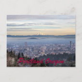 Portland Oregon Downtown Foggy Cityscape Skyline Briefkaart (Voorkant)
