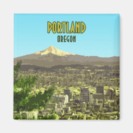 Portland Oregon Downtown Mt. Hood Vintage Magneet