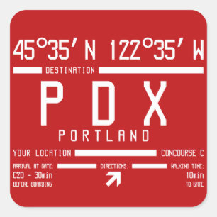 Portland Oregon International Airport Code IATA Vierkante Sticker