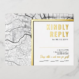 Portland, Oregon Liefde Locator | RSVP-antwoord Folie Uitnodiging Briefkaart