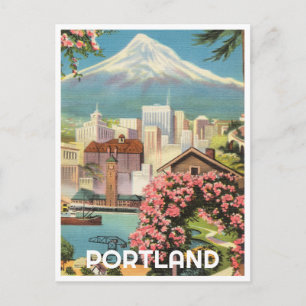 Portland Oregon met Mt Hood vintage Briefkaart