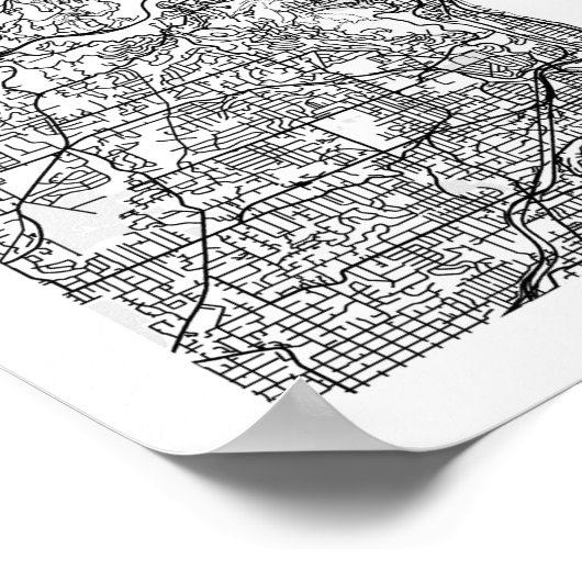 Portland Oregon Minimal Modern Street Map Poster (Hoek)