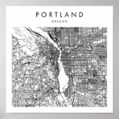 Portland Oregon Minimal Modern Street Map Poster (Voorkant)