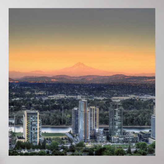 Portland Oregon Mount Hood South Waterfront Poster (Voorkant)