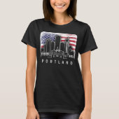 Portland Oregon Multnomah American Flag  T- T-shirt (Voorkant)