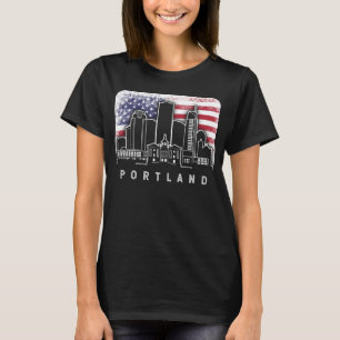 Portland Oregon Multnomah American Flag  T- T-shirt