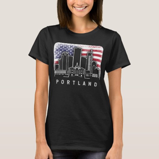 Portland Oregon Multnomah American Flag  T- T-shirt (Voorkant)