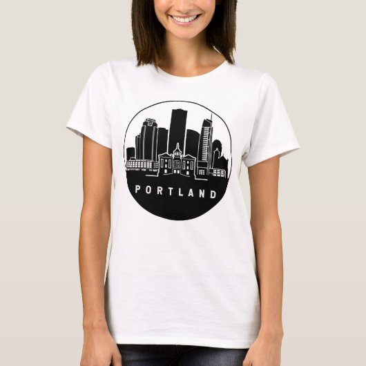 Portland Oregon Multnomah Skyline T-Shirt (Voorkant)