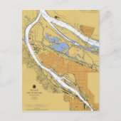 Portland Oregon Nautical Harbour Chart Briefkaart (Voorkant)