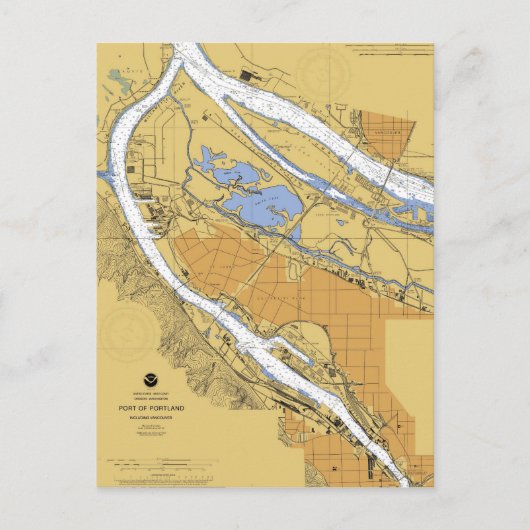 Portland Oregon Nautical Harbour Chart Briefkaart (Voorkant)
