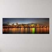 Portland Oregon Night Skyline Reflection Poster (Voorkant)