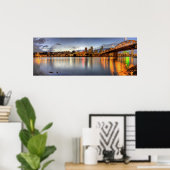 Portland Oregon Night Skyline Reflection Poster (Thuiskantoor)