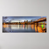Portland Oregon Night Skyline Reflection Poster (Voorkant)