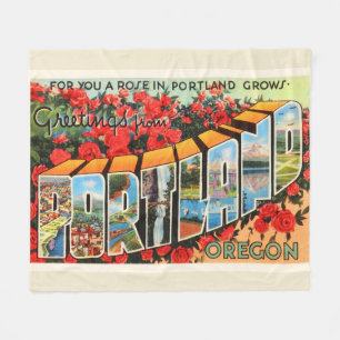 Portland Oregon of Old Vintage Travel Souvenir Fleece Deken