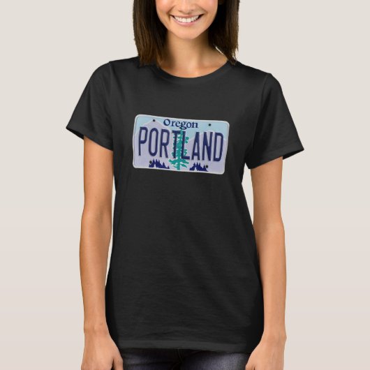 Portland Oregon OR Neighborhood License Plate T-shirt (Voorkant)