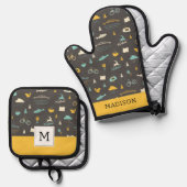 Portland, Oregon Pattern Ovenwant & Pannenlap Set (Voorkant / Achterkant)