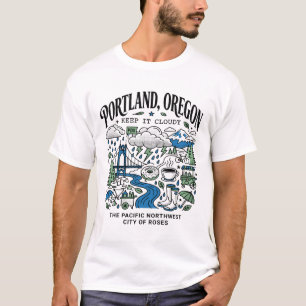 Portland Oregon Regenachtige Dag Coffiecultuur Lev T-shirt