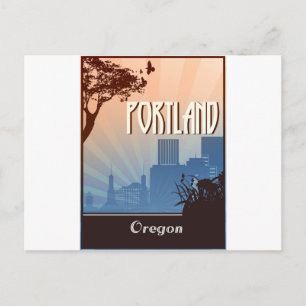 Portland, Oregon retro art Briefkaart