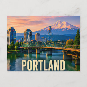Portland Oregon Rivierfront Berg Reis Cadeau Briefkaart